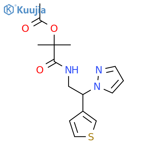 1-methyl-1-{[2-(1H-pyrazol-1-yl)-2-(thiophen-3-yl)ethyl]carbamoyl}ethyl acetate structure