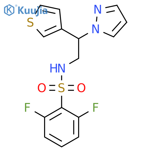 2,6-difluoro-N-[2-(1H-pyrazol-1-yl)-2-(thiophen-3-yl)ethyl]benzene-1-sulfonamide structure