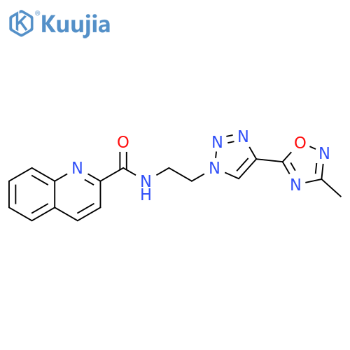 N-{2-[4-(3-methyl-1,2,4-oxadiazol-5-yl)-1H-1,2,3-triazol-1-yl]ethyl}quinoline-2-carboxamide structure