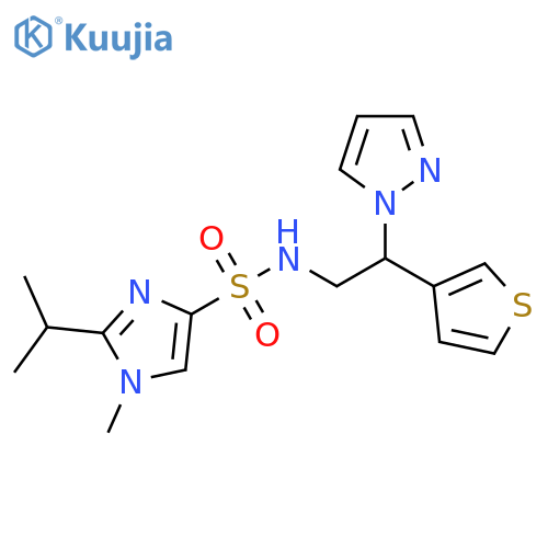 1-methyl-2-(propan-2-yl)-N-[2-(1H-pyrazol-1-yl)-2-(thiophen-3-yl)ethyl]-1H-imidazole-4-sulfonamide structure