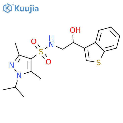 N-2-(1-benzothiophen-3-yl)-2-hydroxyethyl-3,5-dimethyl-1-(propan-2-yl)-1H-pyrazole-4-sulfonamide structure
