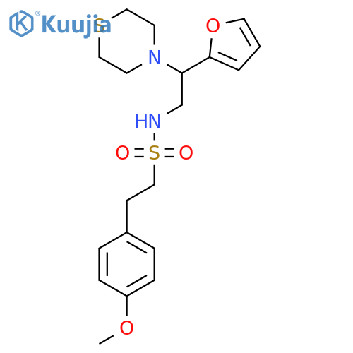 N-2-(furan-2-yl)-2-(thiomorpholin-4-yl)ethyl-2-(4-methoxyphenyl)ethane-1-sulfonamide structure