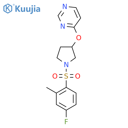 4-((1-((4-Fluoro-2-methylphenyl)sulfonyl)pyrrolidin-3-yl)oxy)pyrimidine structure