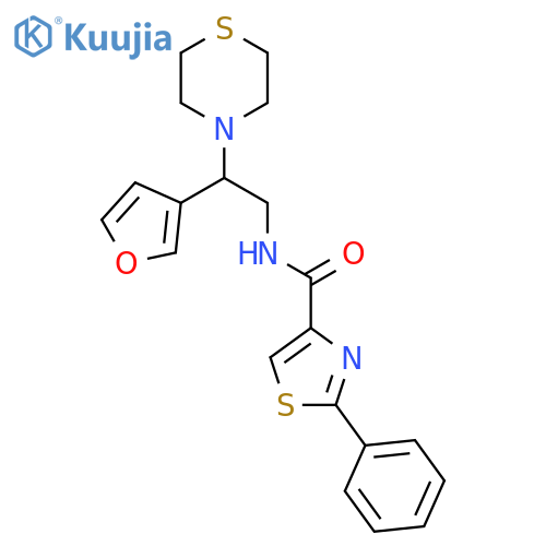 N-2-(furan-3-yl)-2-(thiomorpholin-4-yl)ethyl-2-phenyl-1,3-thiazole-4-carboxamide structure