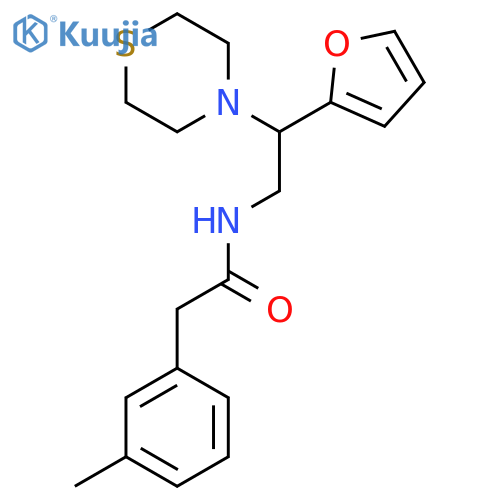 N-2-(furan-2-yl)-2-(thiomorpholin-4-yl)ethyl-2-(3-methylphenyl)acetamide structure