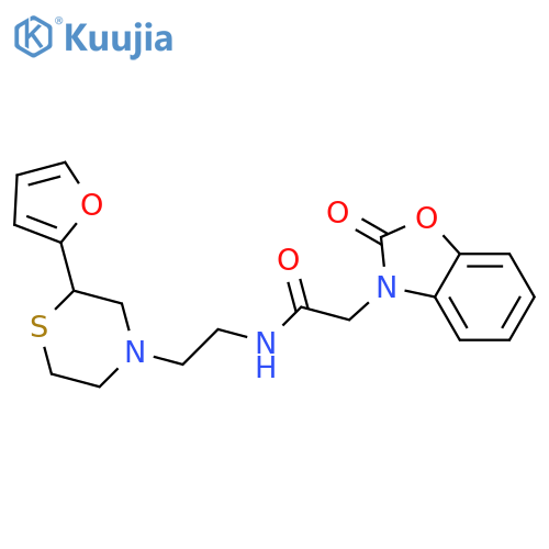 N-2-(furan-2-yl)-2-(thiomorpholin-4-yl)ethyl-2-(2-oxo-2,3-dihydro-1,3-benzoxazol-3-yl)acetamide structure