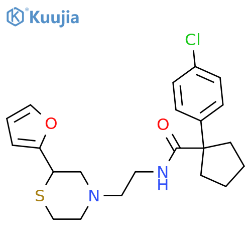 1-(4-chlorophenyl)-N-[2-(furan-2-yl)-2-(thiomorpholin-4-yl)ethyl]cyclopentane-1-carboxamide structure