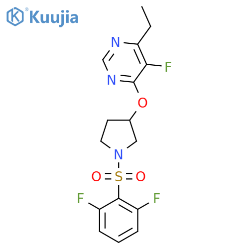 4-((1-((2,6-Difluorophenyl)sulfonyl)pyrrolidin-3-yl)oxy)-6-ethyl-5-fluoropyrimidine structure