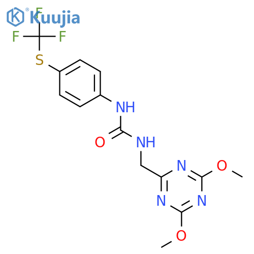 3-(4,6-dimethoxy-1,3,5-triazin-2-yl)methyl-1-{4-(trifluoromethyl)sulfanylphenyl}urea structure