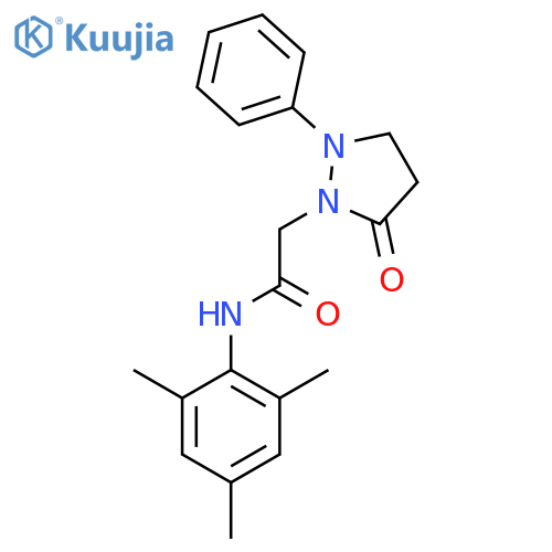 2-(5-oxo-2-phenylpyrazolidin-1-yl)-N-(2,4,6-trimethylphenyl)acetamide structure