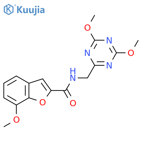 N-(4,6-dimethoxy-1,3,5-triazin-2-yl)methyl-7-methoxy-1-benzofuran-2-carboxamide structure