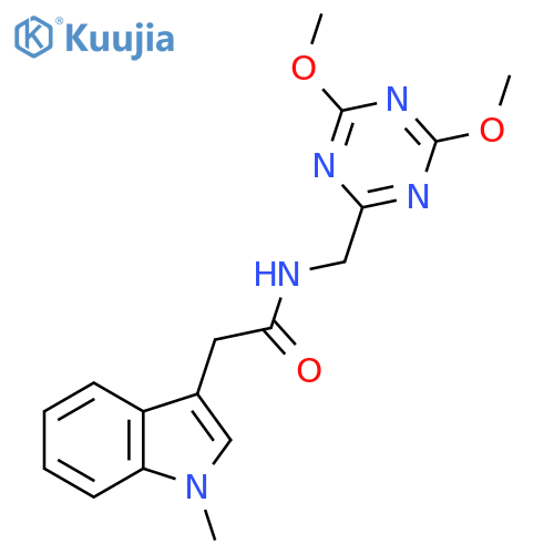 N-(4,6-dimethoxy-1,3,5-triazin-2-yl)methyl-2-(1-methyl-1H-indol-3-yl)acetamide structure