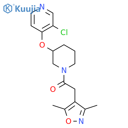 1-{3-[(3-chloropyridin-4-yl)oxy]piperidin-1-yl}-2-(3,5-dimethyl-1,2-oxazol-4-yl)ethan-1-one structure