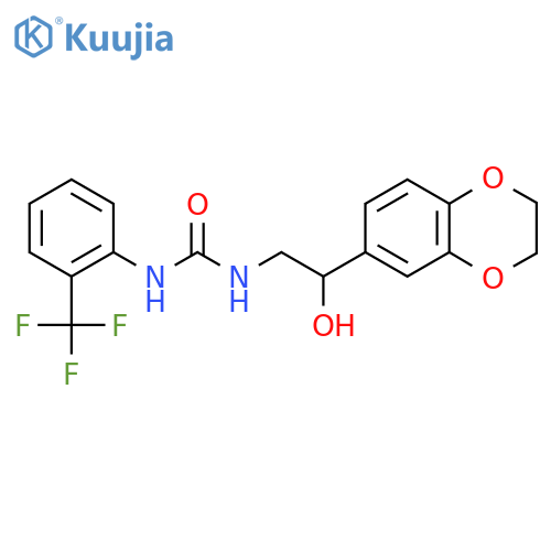 1-2-(2,3-dihydro-1,4-benzodioxin-6-yl)-2-hydroxyethyl-3-2-(trifluoromethyl)phenylurea structure
