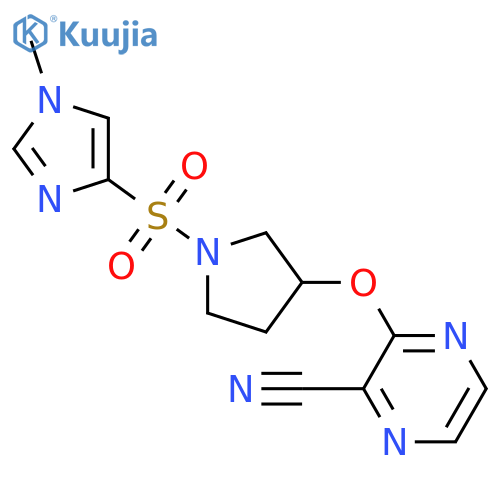 3-({1-[(1-methyl-1H-imidazol-4-yl)sulfonyl]pyrrolidin-3-yl}oxy)pyrazine-2-carbonitrile structure