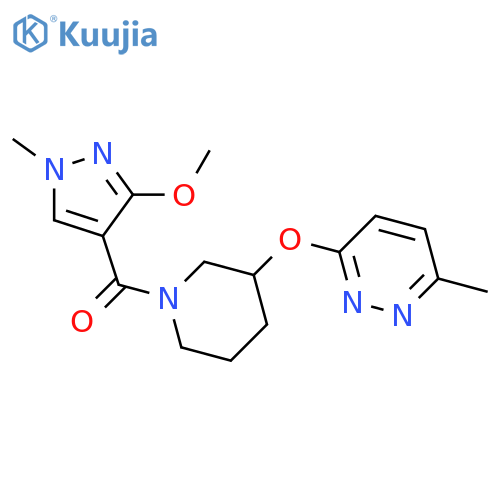 3-{[1-(3-methoxy-1-methyl-1H-pyrazole-4-carbonyl)piperidin-3-yl]oxy}-6-methylpyridazine structure