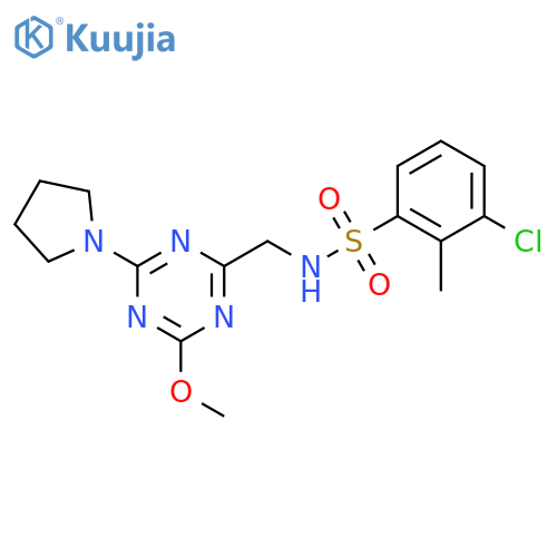 3-chloro-N-{4-methoxy-6-(pyrrolidin-1-yl)-1,3,5-triazin-2-ylmethyl}-2-methylbenzene-1-sulfonamide structure