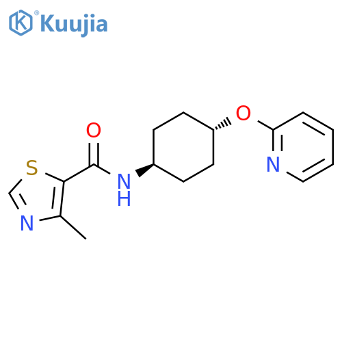 4-methyl-N-[(1r,4r)-4-(pyridin-2-yloxy)cyclohexyl]-1,3-thiazole-5-carboxamide structure