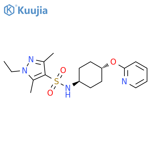 1-ethyl-3,5-dimethyl-N-(1r,4r)-4-(pyridin-2-yloxy)cyclohexyl-1H-pyrazole-4-sulfonamide structure