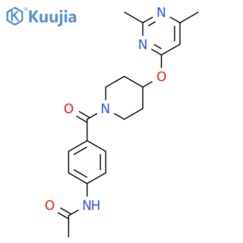 N-(4-{4-(2,6-dimethylpyrimidin-4-yl)oxypiperidine-1-carbonyl}phenyl)acetamide structure