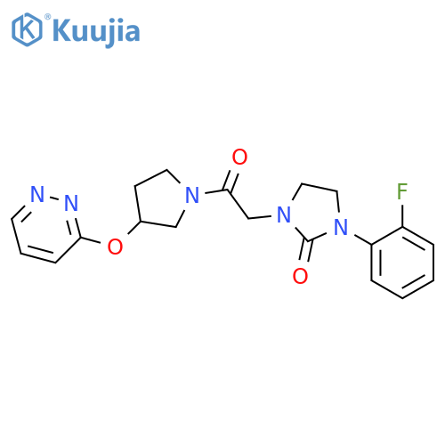1-(2-fluorophenyl)-3-{2-oxo-2-3-(pyridazin-3-yloxy)pyrrolidin-1-ylethyl}imidazolidin-2-one structure