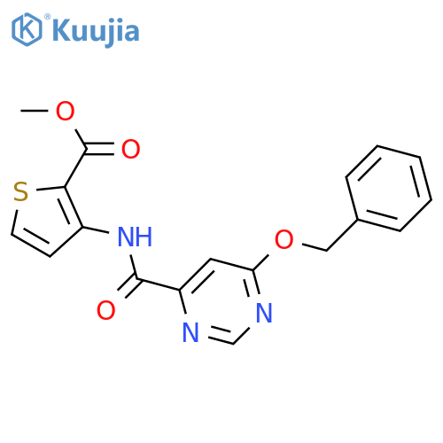 methyl 3-[6-(benzyloxy)pyrimidine-4-amido]thiophene-2-carboxylate structure
