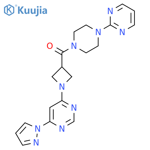 4-(1H-pyrazol-1-yl)-6-{3-4-(pyrimidin-2-yl)piperazine-1-carbonylazetidin-1-yl}pyrimidine structure