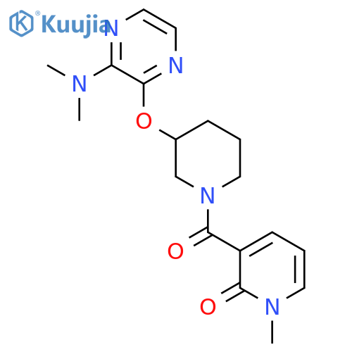 3-(3-{[3-(dimethylamino)pyrazin-2-yl]oxy}piperidine-1-carbonyl)-1-methyl-1,2-dihydropyridin-2-one structure