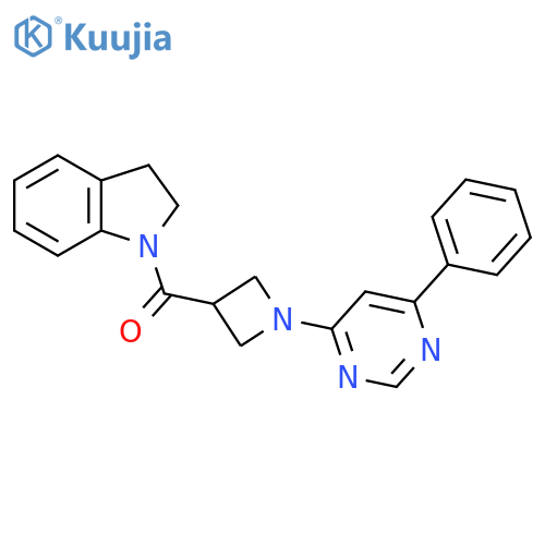 1-1-(6-phenylpyrimidin-4-yl)azetidine-3-carbonyl-2,3-dihydro-1H-indole structure