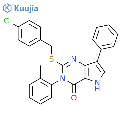 2-{[(4-chlorophenyl)methyl]sulfanyl}-3-(2-methylphenyl)-7-phenyl-3H,4H,5H-pyrrolo[3,2-d]pyrimidin-4-one structure