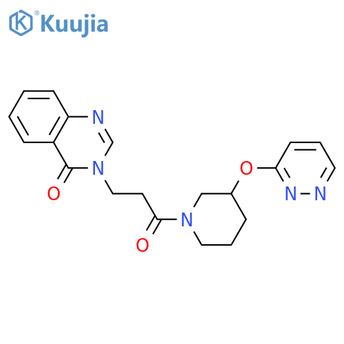 3-{3-oxo-3-[3-(pyridazin-3-yloxy)piperidin-1-yl]propyl}-3,4-dihydroquinazolin-4-one structure