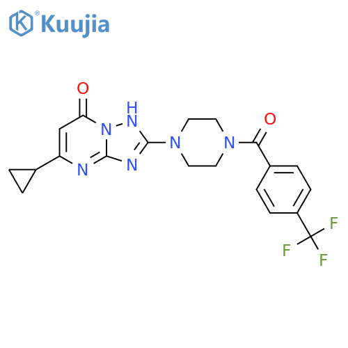 5-cyclopropyl-2-{4-4-(trifluoromethyl)benzoylpiperazin-1-yl}-4H,7H-1,2,4triazolo1,5-apyrimidin-7-one structure