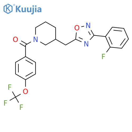 3-{[3-(2-fluorophenyl)-1,2,4-oxadiazol-5-yl]methyl}-1-[4-(trifluoromethoxy)benzoyl]piperidine structure