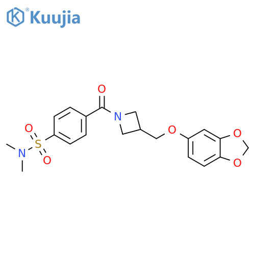 4-{3-[(2H-1,3-benzodioxol-5-yloxy)methyl]azetidine-1-carbonyl}-N,N-dimethylbenzene-1-sulfonamide structure