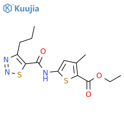ethyl 3-methyl-5-(4-propyl-1,2,3-thiadiazole-5-amido)thiophene-2-carboxylate structure