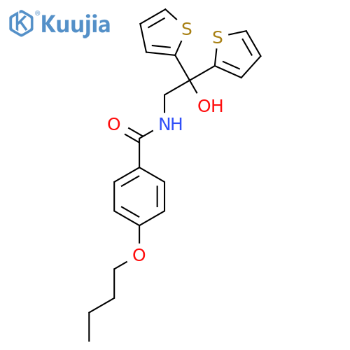 4-butoxy-N-2-hydroxy-2,2-bis(thiophen-2-yl)ethylbenzamide structure
