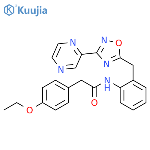2-(4-ethoxyphenyl)-N-(2-{[3-(pyrazin-2-yl)-1,2,4-oxadiazol-5-yl]methyl}phenyl)acetamide structure