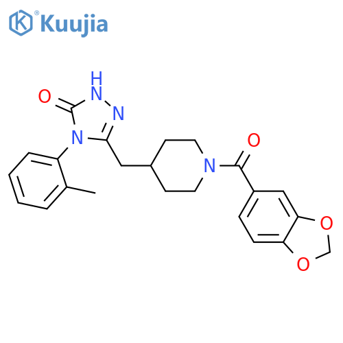 3-{[1-(2H-1,3-benzodioxole-5-carbonyl)piperidin-4-yl]methyl}-4-(2-methylphenyl)-4,5-dihydro-1H-1,2,4-triazol-5-one structure