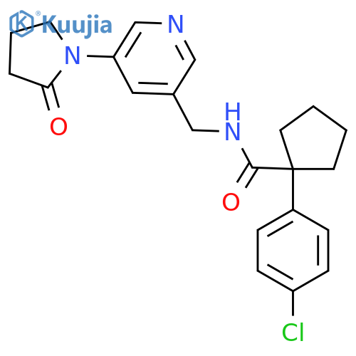 1-(4-chlorophenyl)-N-{[5-(2-oxopyrrolidin-1-yl)pyridin-3-yl]methyl}cyclopentane-1-carboxamide structure