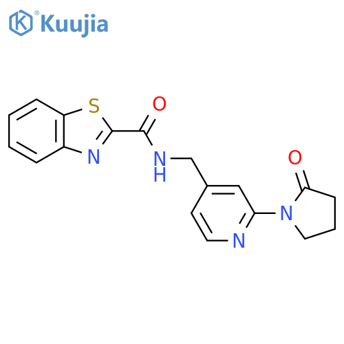 N-{[2-(2-oxopyrrolidin-1-yl)pyridin-4-yl]methyl}-1,3-benzothiazole-2-carboxamide structure