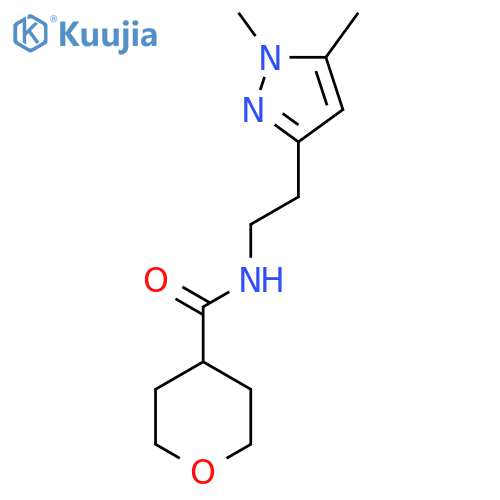 N-(2-(1,5-dimethyl-1H-pyrazol-3-yl)ethyl)tetrahydro-2H-pyran-4-carboxamide structure