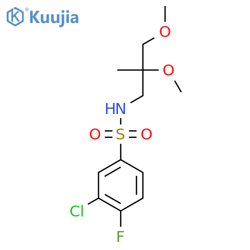 3-chloro-N-(2,3-dimethoxy-2-methylpropyl)-4-fluorobenzene-1-sulfonamide structure