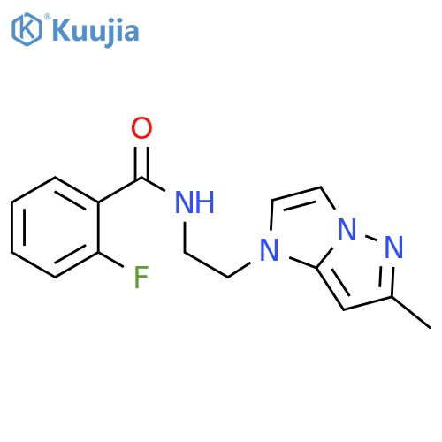 2-fluoro-N-[2-(6-methylimidazo[1,2-b]pyrazol-1-yl)ethyl]benzamide structure