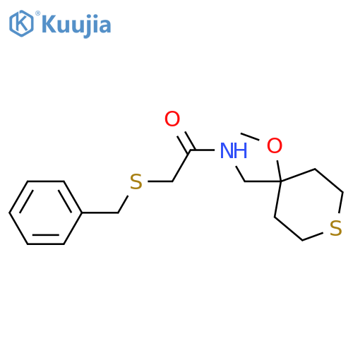 2-(benzylsulfanyl)-N-[(4-methoxythian-4-yl)methyl]acetamide structure