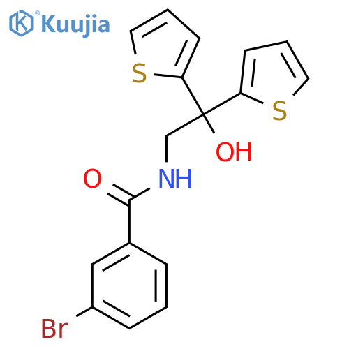 3-bromo-N-2-hydroxy-2,2-bis(thiophen-2-yl)ethylbenzamide structure