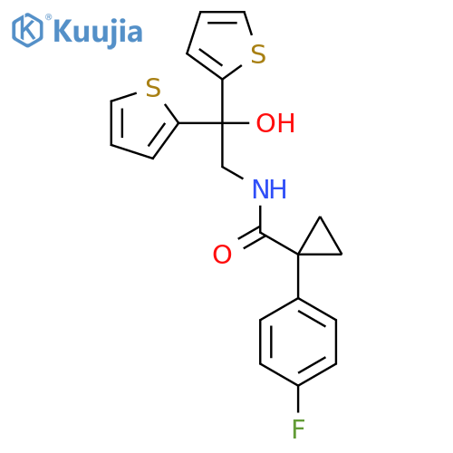 1-(4-fluorophenyl)-N-2-hydroxy-2,2-bis(thiophen-2-yl)ethylcyclopropane-1-carboxamide structure