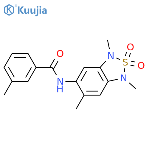 3-methyl-N-(1,3,6-trimethyl-2,2-dioxo-1,3-dihydro-2lambda6,1,3-benzothiadiazol-5-yl)benzamide structure