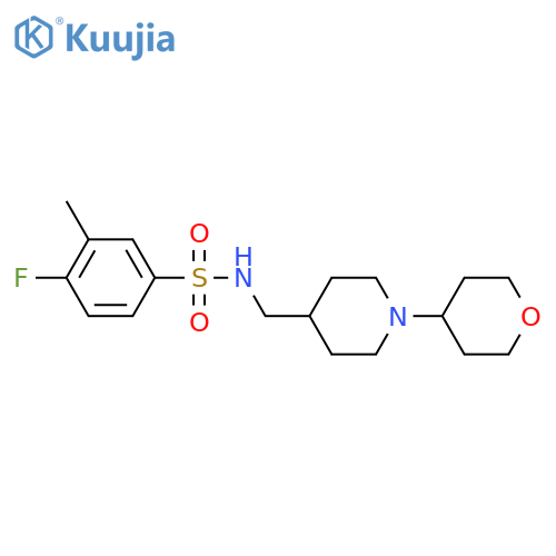 4-fluoro-3-methyl-N-{[1-(oxan-4-yl)piperidin-4-yl]methyl}benzene-1-sulfonamide structure