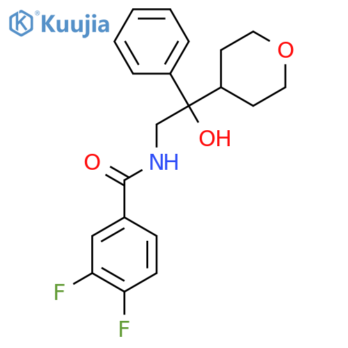 3,4-difluoro-N-[2-hydroxy-2-(oxan-4-yl)-2-phenylethyl]benzamide structure