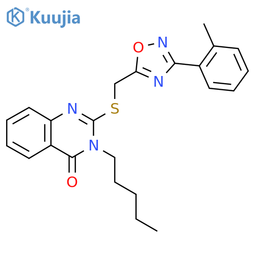 2-({[3-(2-methylphenyl)-1,2,4-oxadiazol-5-yl]methyl}sulfanyl)-3-pentyl-3,4-dihydroquinazolin-4-one structure
